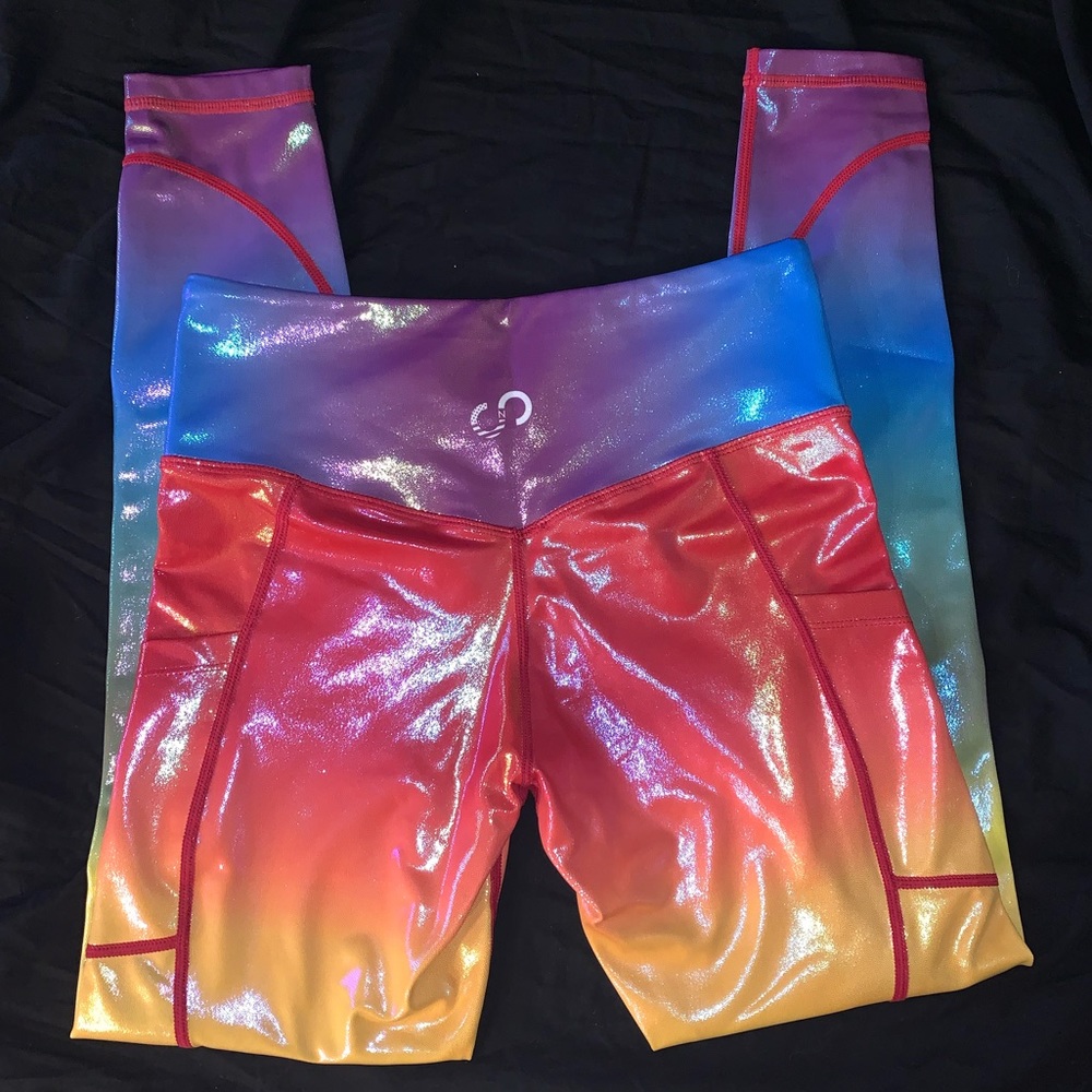 ‼️SOLD‼️ CNC Rainbow Shimmer Leggings - Picture 2 of 6
